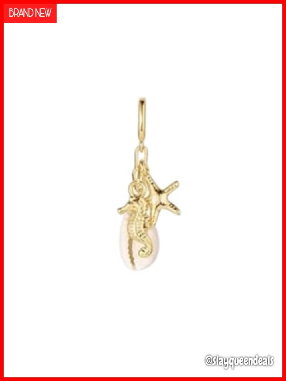 18k Gold-Plated Natural Shell Charm Drop Hinge Clasp Jewelry Add-On